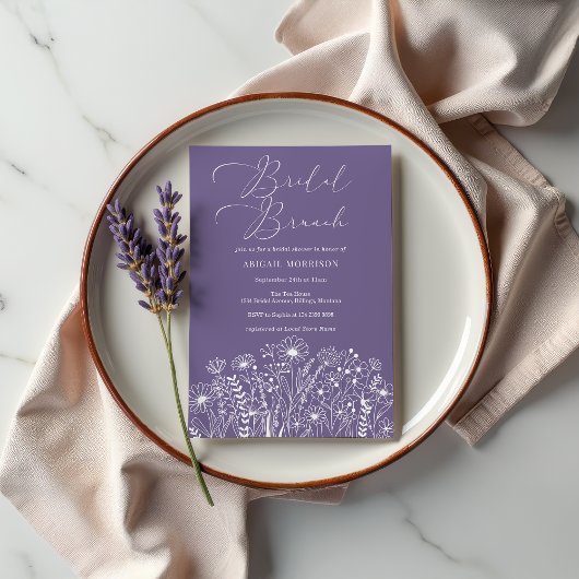 Lavendel Wildflower Boho Bruids Brunch Douche Kaart