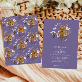 Lavendel Wildflower Boho Fall Wedding Kaart