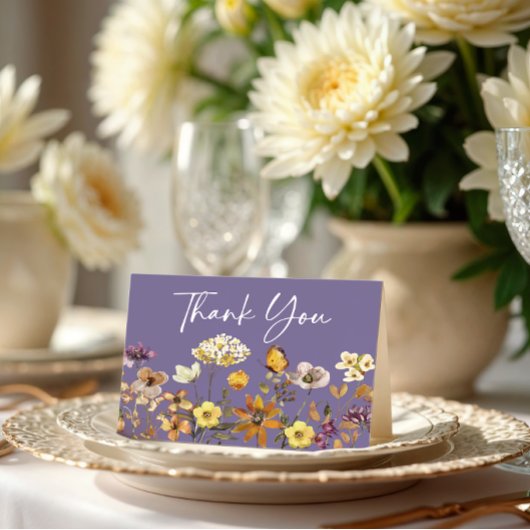 Lavendel Wildflower Boho Wedding Bedankt Card