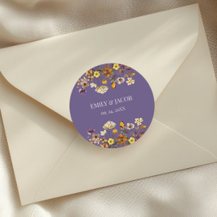 Lavendel Wildflower Boho Wedding Ronde Sticker