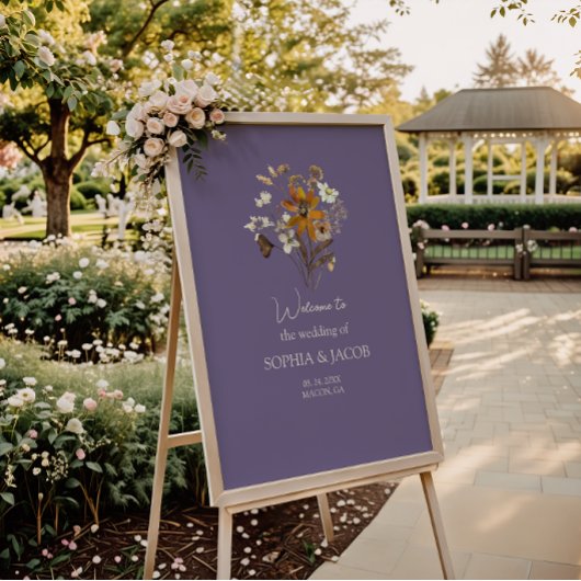 Lavendel Wildflower Boho Wedding Welkom Poster