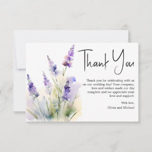 Lavendel wildflower bruiloft dank u kaart