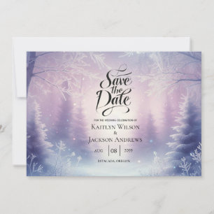 Lavendel Winter Sneeuwval Serenade bruiloft Save The Date