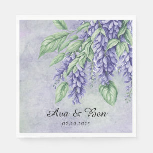Lavendel Wisteria Bloemen Marmeren Bruiloft Servet