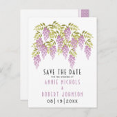 Lavendel wisteria lente bruiloft Save the Date Aankondigingskaart (Voorkant / Achterkant)