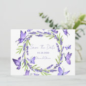 Lavendel Wisteria & Vlinders Bewaar de datum Save The Date (Staand voorkant)