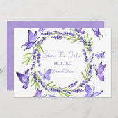 Lavendel Wisteria & Vlinders Save The Date (Voorkant / Achterkant)