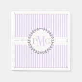 Lavendel, wit gestreept patroon bruiloft servet (Voorkant)