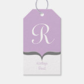 Lavendel Wit Grijs Monogram Naam Gift Labels Cadeaulabel (Voorkant)