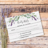 Lavendel wit hout QR code bruiloft reactie RSVP Kaartje