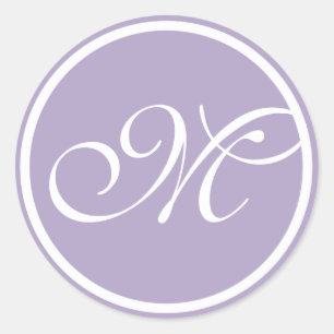 Lavendel wit monogram ronde sticker