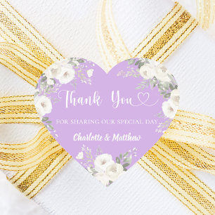 Lavendel witte bloemen hart dank u bruiloft sticker
