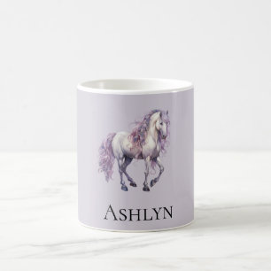 Lavendel Witte Bloemen Paard Cowgirl Koffiemok