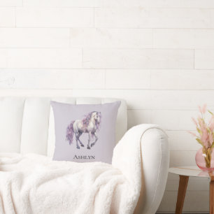 Lavendel Witte Bloemen Paard Cowgirl Kussen