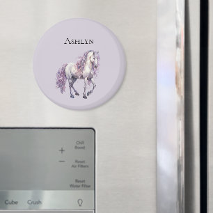 Lavendel Witte Bloemen Paard Cowgirl Magneet