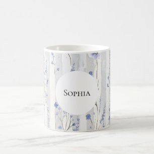  Lavendel Witte Bloemen Strepen Gepersonaliseerd Koffiemok