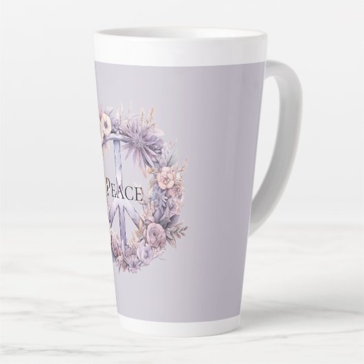 Lavendel Witte Bloemen Vredesteken Latte Mok (Rechterhoek)