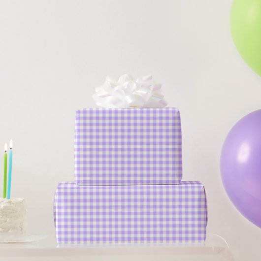 Lavendel Witte Gingham Verjaardagsfeest Bruiloft Cadeaupapier (Feestgeschenken)