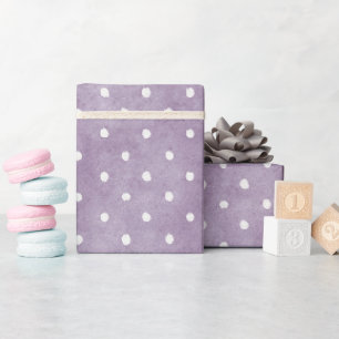 Lavendel Witte Stippen Verjaardag Cadeaupapier