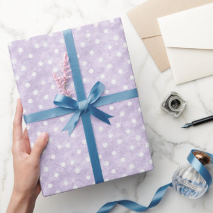 Lavendel Witte Stippen Verjaardag Cadeaupapier