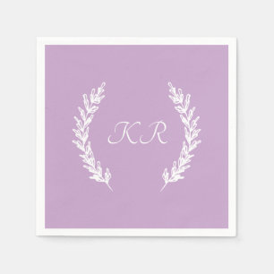 Lavendel Zacht Paarse Bloemen Monogram Bruiloft Servet