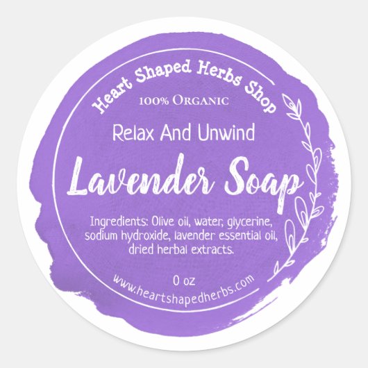 Lavendel Zeep Label Handmade Business (Voorkant)