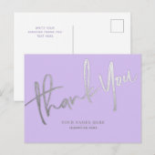 Lavendel Zilver Dank u Elegant Universal Briefkaart (Voorkant / Achterkant)