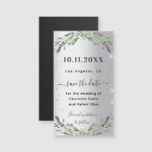 Lavendel zilveren bruiloft Save the Date magneet (Voorkant / Achterkant)