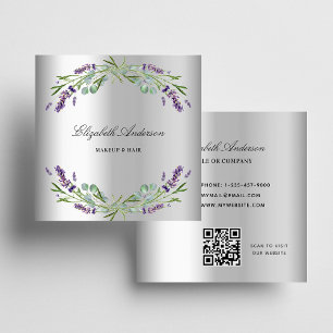Lavendel zilveren eucalyptus groen QR-code Vierkante Visitekaartje