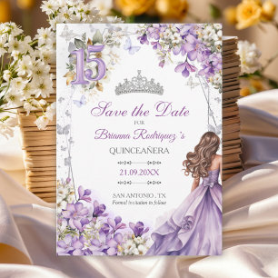Lavendel Zilveren Tiara Bloem Butterfly Quinceañer