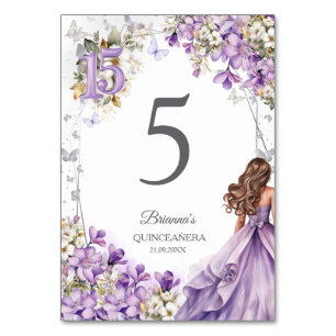Lavendel Zilveren Tiara Vlinder Quinceañera Kaart