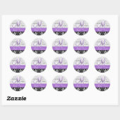 Lavendel Zwart Damast Bruiloft Favor Sticker (Vel)