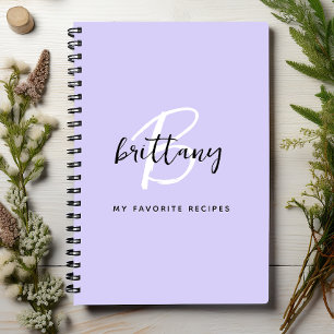 Lavendel zwart en wit monogram receptenboek notitieboek