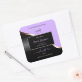 Lavendel Zwart Wavy Roos Goud Logo Product Labels (Envelop)