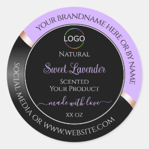 Lavendel Zwart Wavy Roos Goud Logo Product Labels