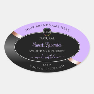 Lavendel Zwart Wavy Roos Goud Logo Product Labels