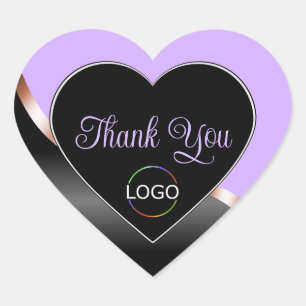 Lavendel Zwart Wavy Roos Goud Logo Schattige Dank  Hart Sticker