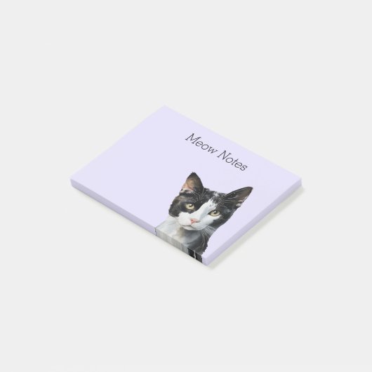 Lavendel Zwart Wit Kitty Kat Post-it® Notes (Schuin)
