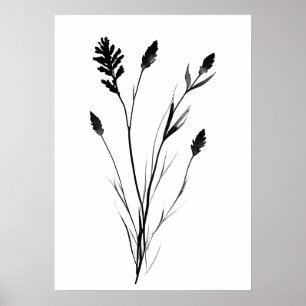 Lavendel zwart-wit single flower art poster