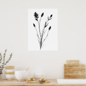 Lavendel zwart-wit single flower art poster (Keuken)