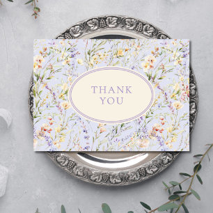 Lavendelblauw Wildflower Baby shower Bedankkaart