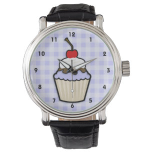 Lavendelblauwe cupcake horloge