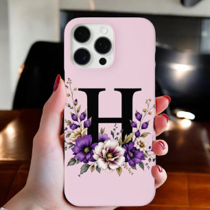 Lavendelbloei: 'H' monogram iPhone 16 Pro Max Hoesje