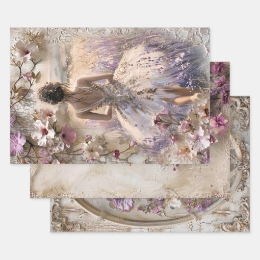 Lavendelbloei, zware decoupage inpakpapier vel (Set)