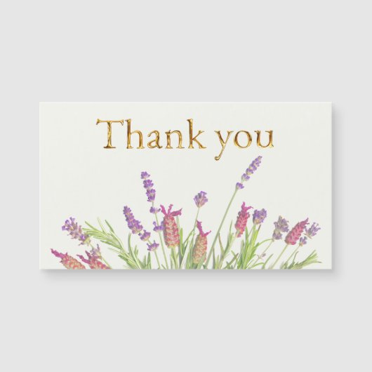 Lavendelbloem met Elegant Goud Script Dank u (Voorkant)
