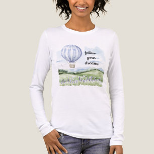 Lavendelbloem Paarse witte heteluchtballon Tri-Blend Shirt