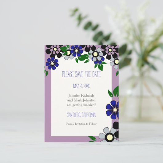 Lavendelbloemen bruiloft Save the Date Aankondigingskaart (Staand voorkant)