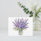 Lavendelbloemen in een potje waterverf briefkaart (Staand voorkant)