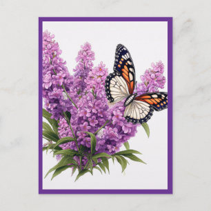LAVENDELBLOEMEN MET VLINDER BRIEFKAART