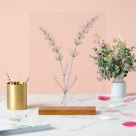 Lavendelbloemen - Minimalistische fijne lijn Acryl Bord